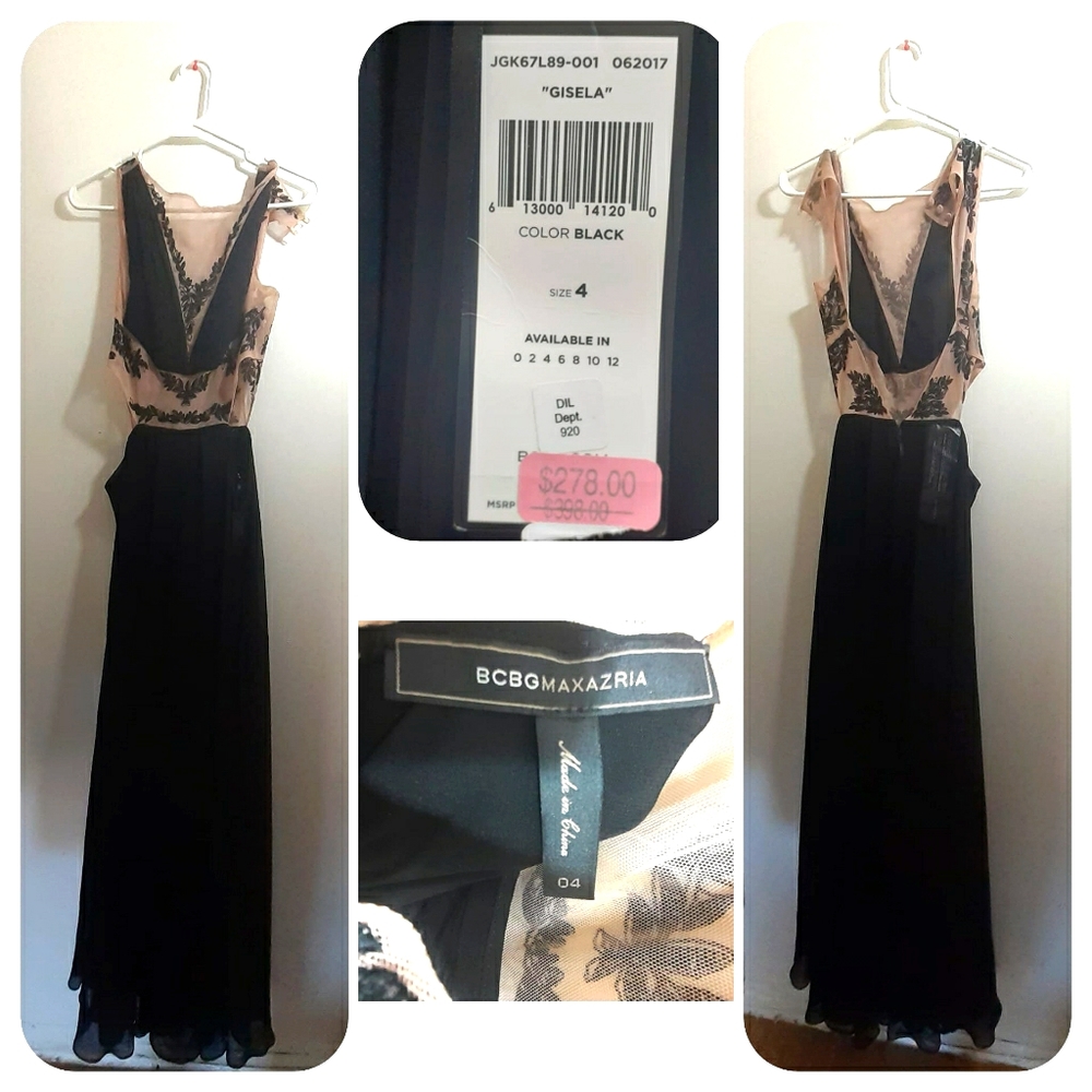 NWT BCBG MAXAZRIA  Angelica Black dress gown